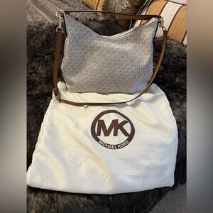 Michael Kors Gray and Brown Shoulder Bag